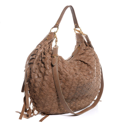 Miu Miu Woven Leather Fringe Hobo 4 of 10