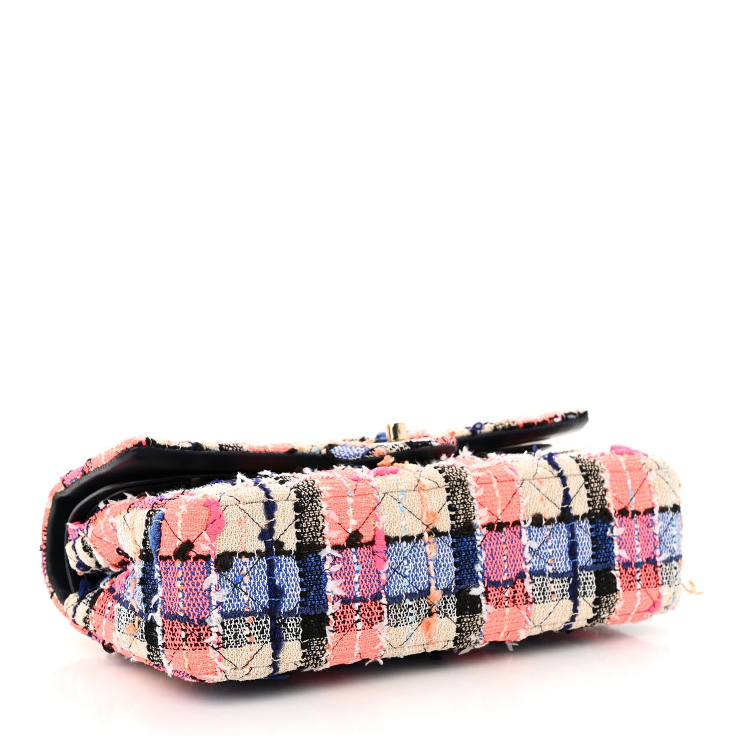 Tweed Quilted Medium Double Flap Blue Orange Yellow