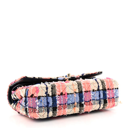 Chanel Tweed Quilted Medium Double Flap Blue Orange Yellow 4 of 14