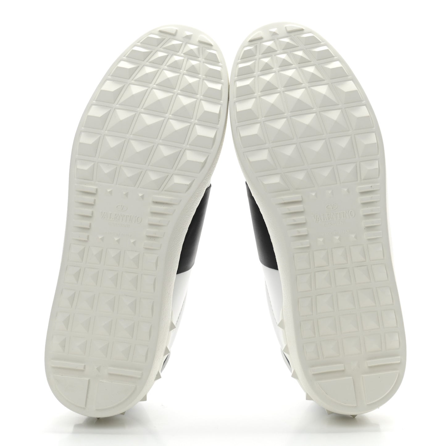 Calfskin Mens Rockstud Open Sneakers 41.5 White Black