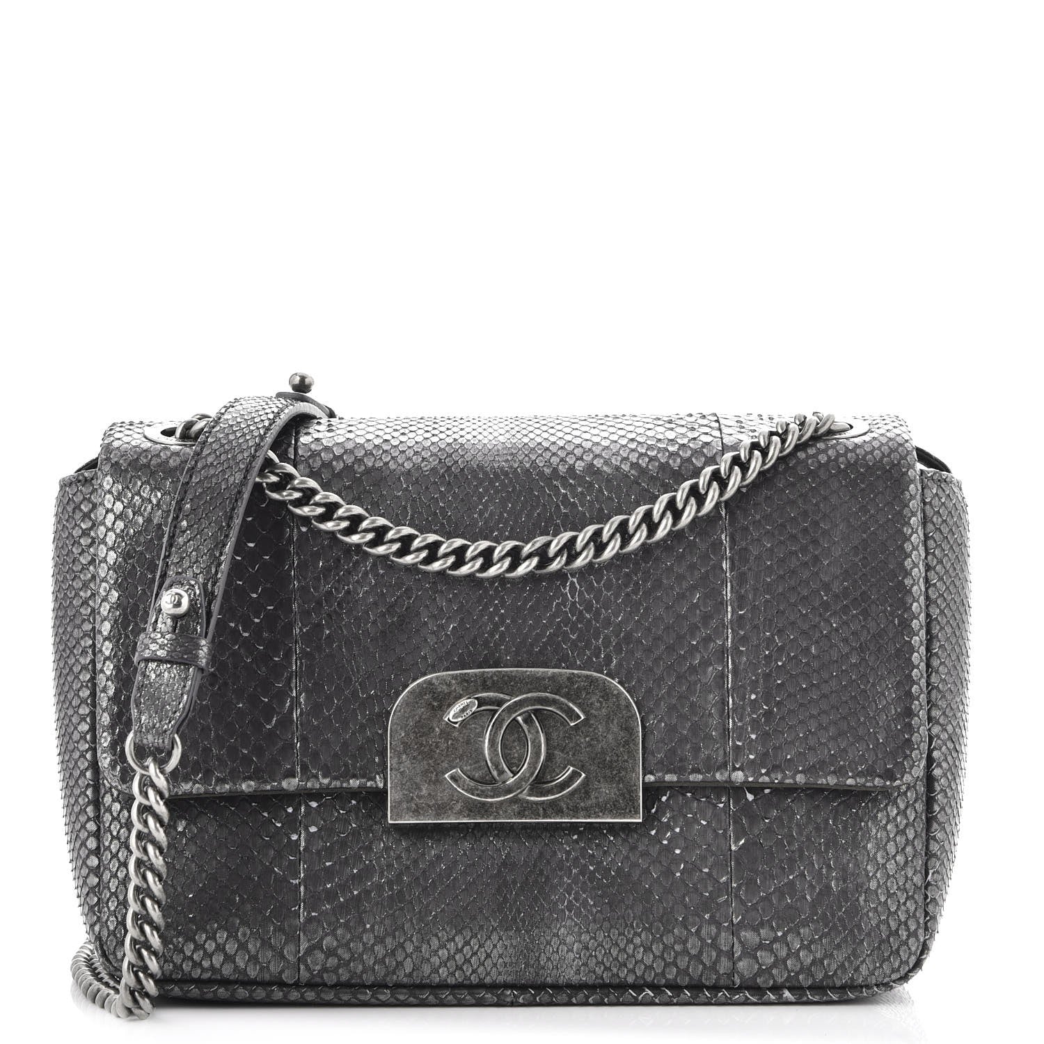 Chanel Python CC Square Flap Silver 1 of 7