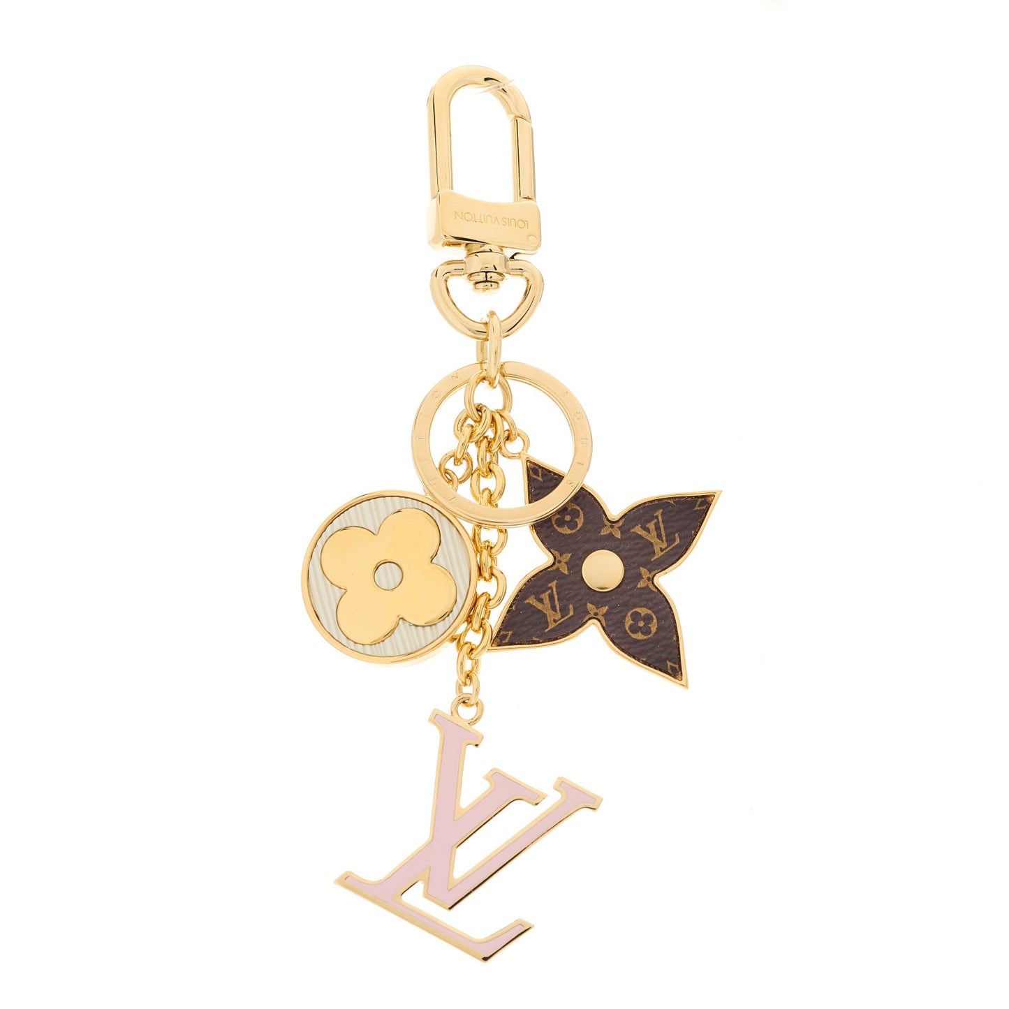 Metal Monogram Epi Spring Street Bag Charm Key Holder Gold
