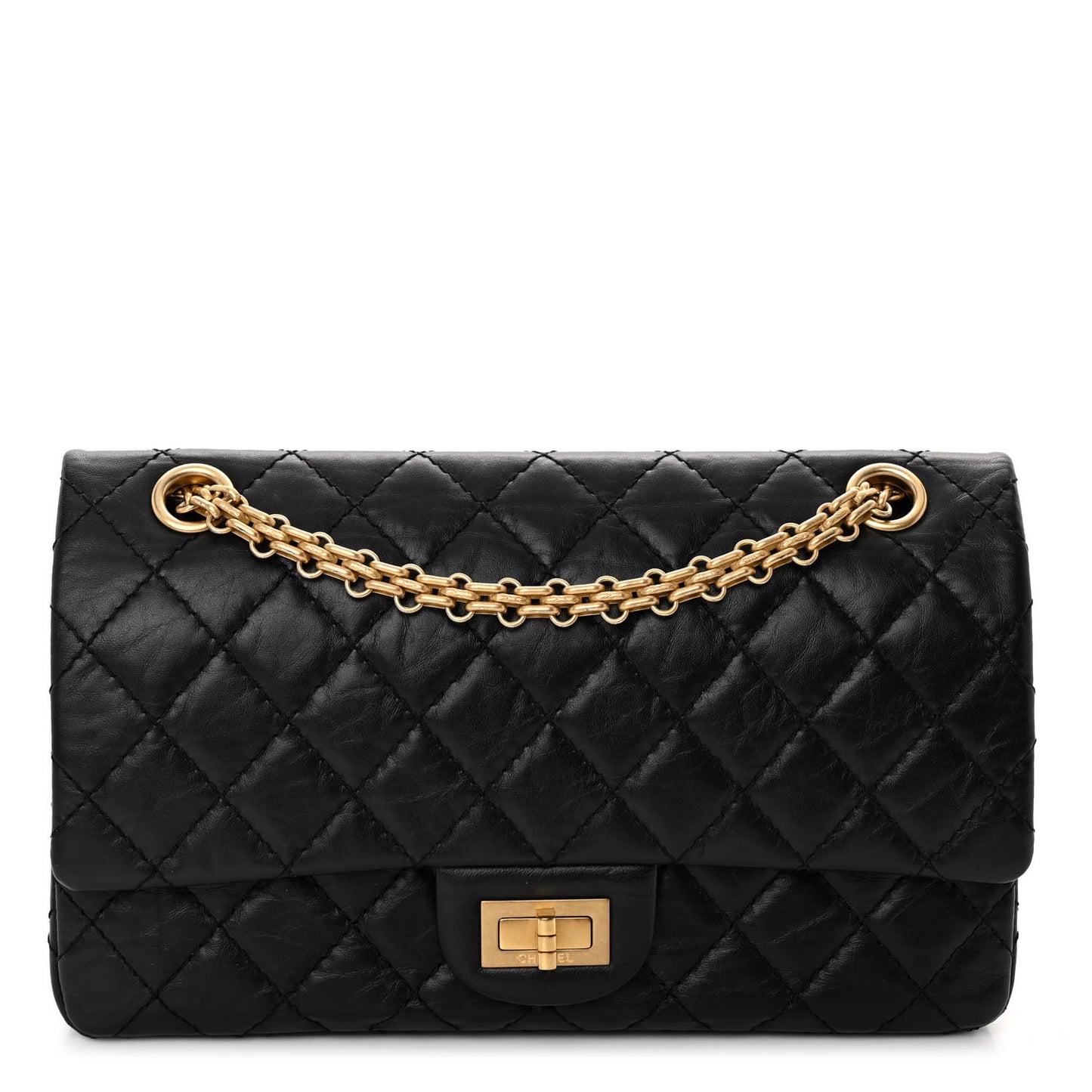 Aged Calfskin Quilted 2.55 Reissue 225 Flap Black