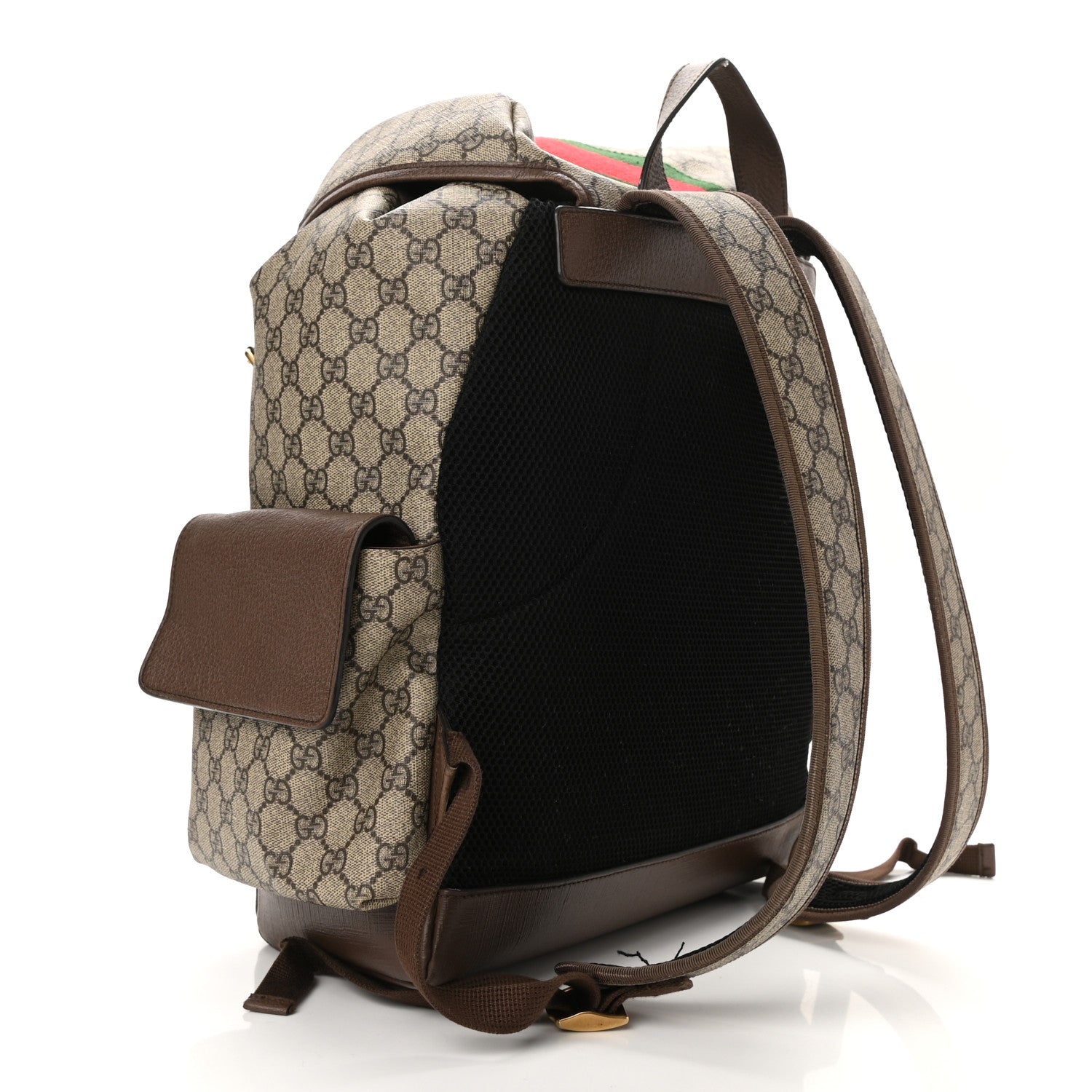 Gucci GG Supreme Monogram Medium Ophidia Double Buckle Backpack Brown 3 of 12