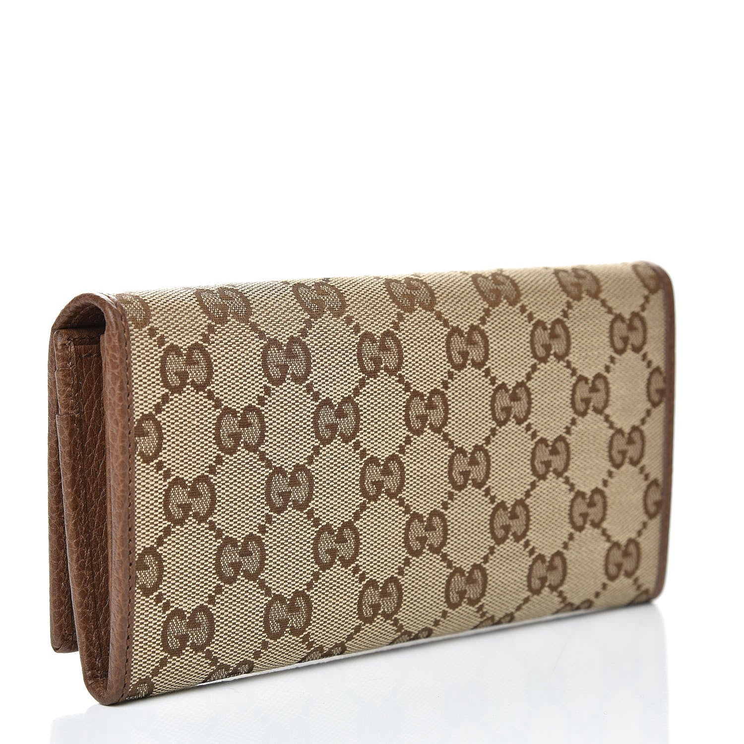 Gucci Monogram Dollar Calfskin Continental Flap Wallet Beige Ebony Tabacco 3 of 8