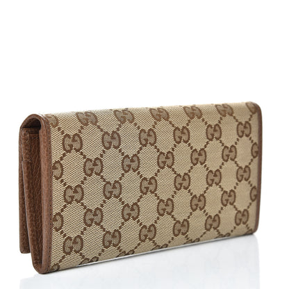Gucci Monogram Dollar Calfskin Continental Flap Wallet Beige Ebony Tabacco 3 of 8