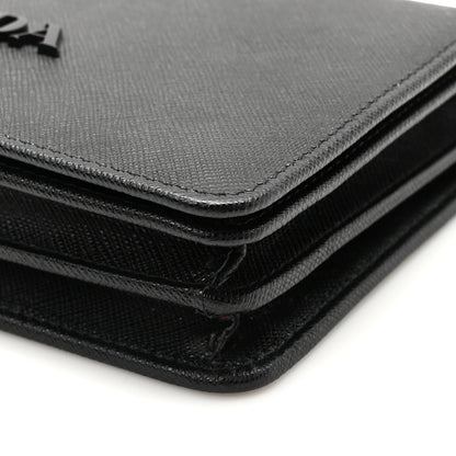 Prada Saffiano Lux Monochrome Chain Wallet Black 9 of 9