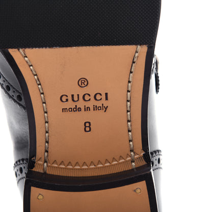 Gucci Calfskin Bee Embroidered Mens Queercore Brogue Wingtip Monk Strap Loafers 8 Black 10 of 12