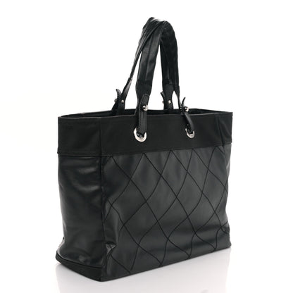Chanel Coated Canvas Quilted Large Paris Biarritz Tote Black 3 of 9