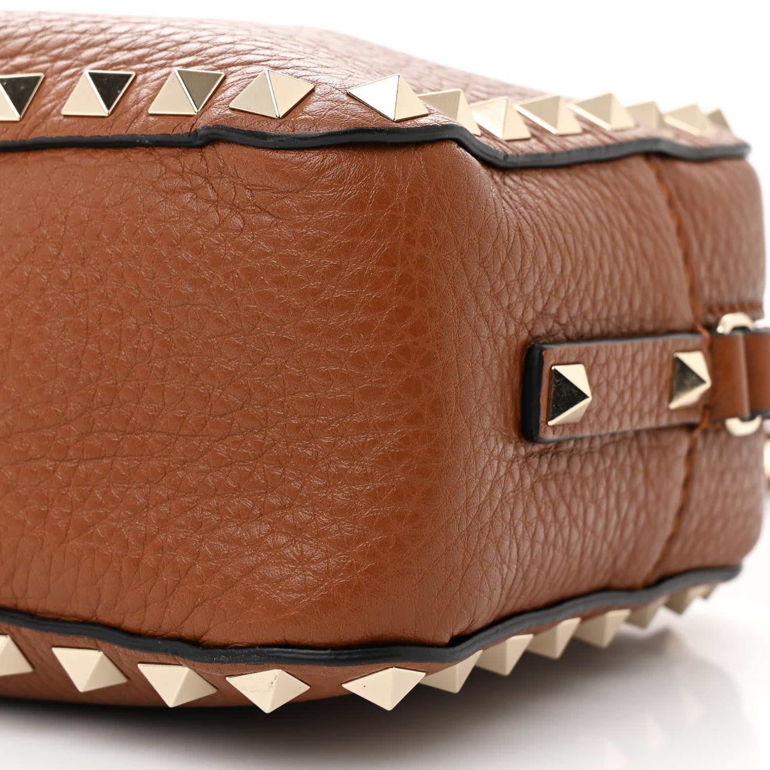 Valentino Garavani Pebbled Calfskin Rockstud Camera Crossbody Bag Tan 9 of 10