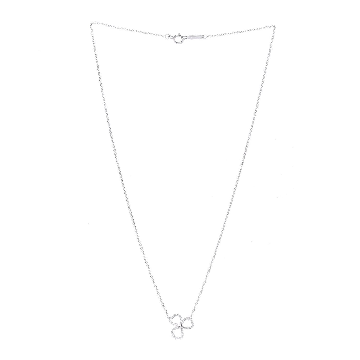 Platinum Diamond Mini Paper Flowers Pendant Necklace