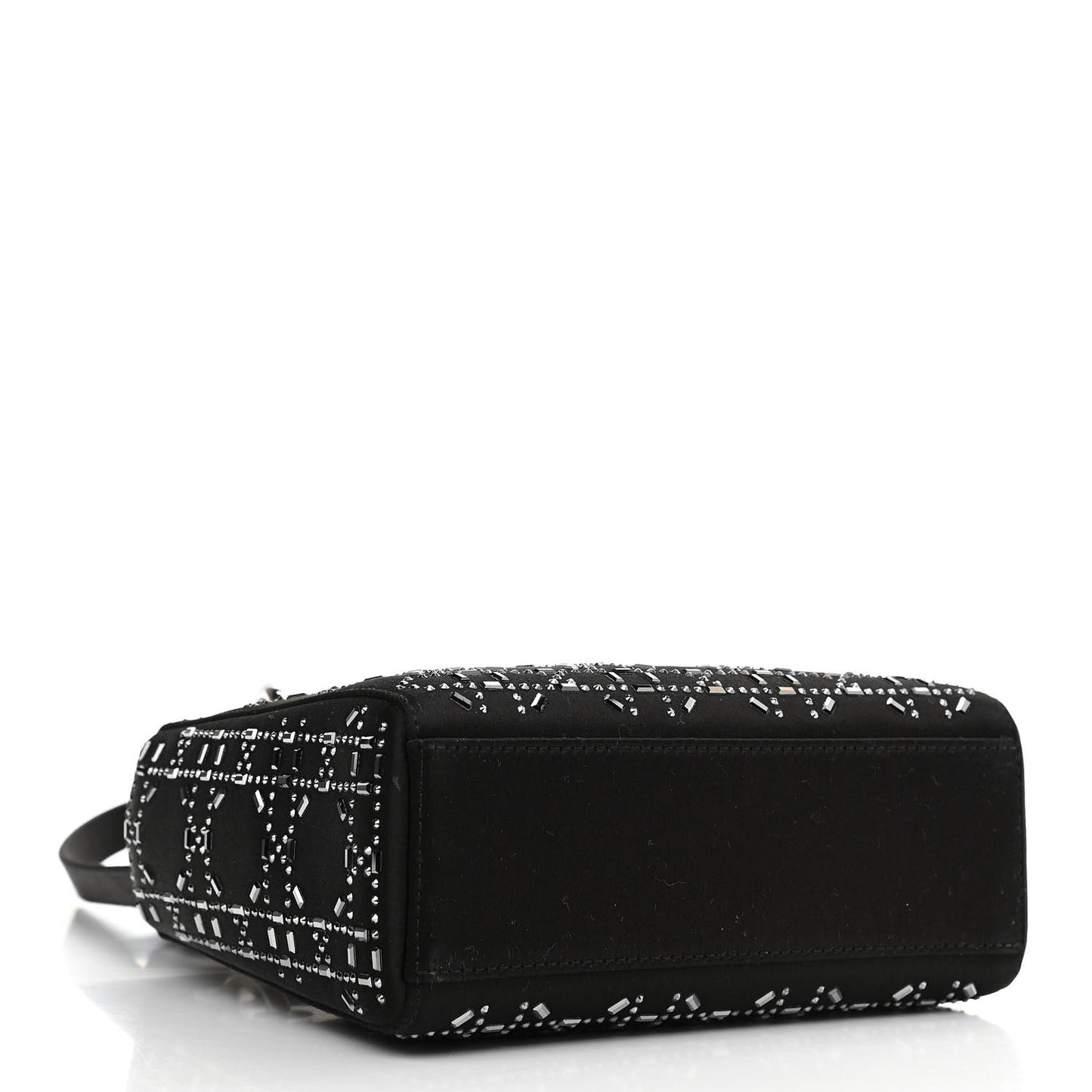 Satin Crystal Cannage Mini Lady Dior Black
