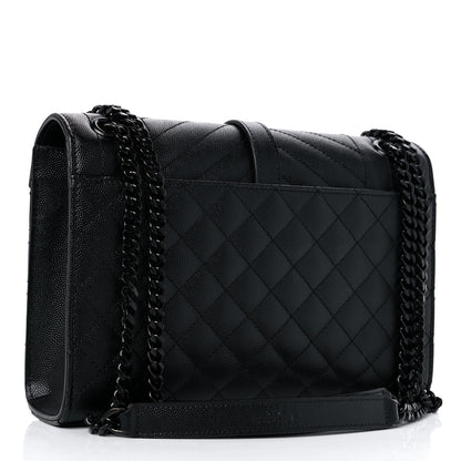 Saint Laurent Grain De Poudre Textured Mixed Matelasse Triquilt Medium Monogram Monochrome Satchel Black 3 of 9