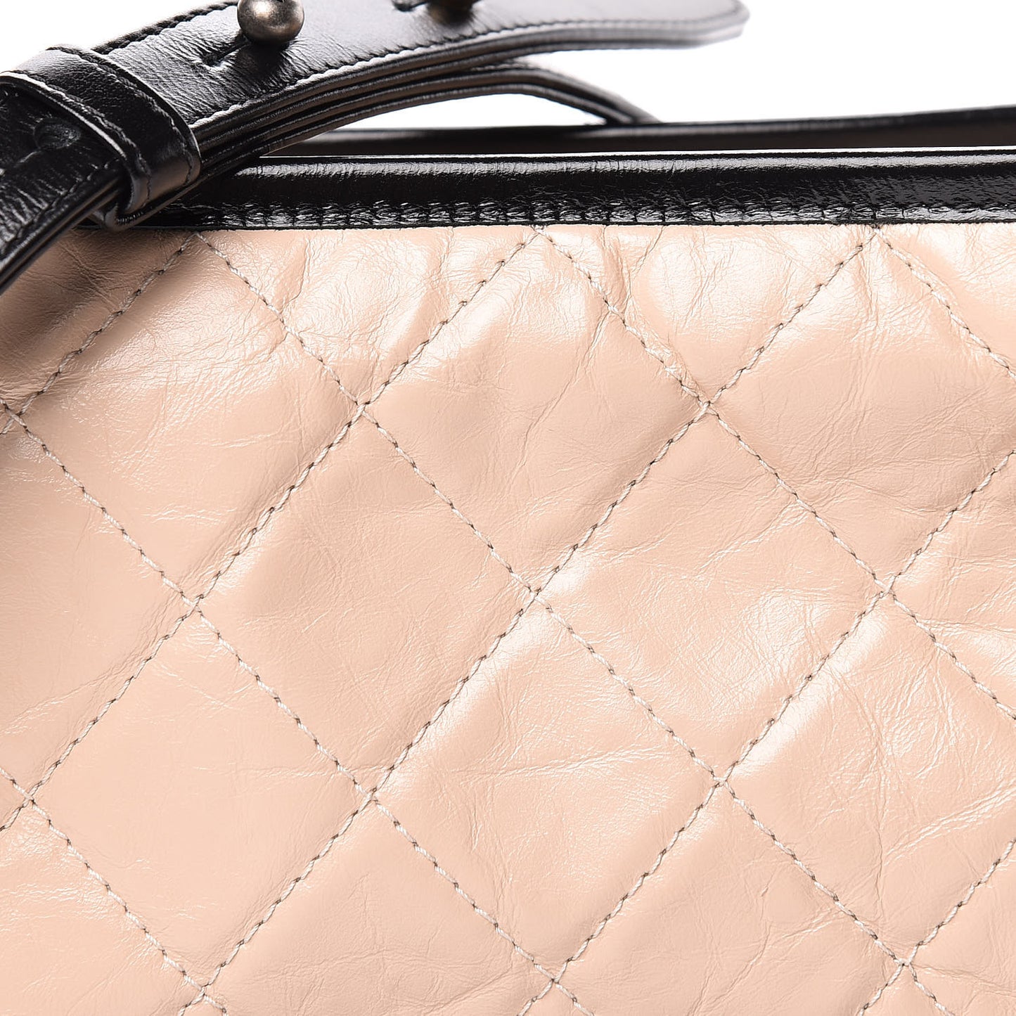 Aged Calfskin Quilted Small Gabrielle Hobo Beige Black