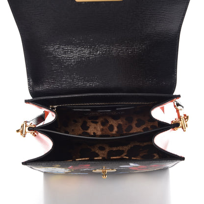 Dolce & Gabbana Vitello Flower Printed Welcome Satchel Black 6 of 9