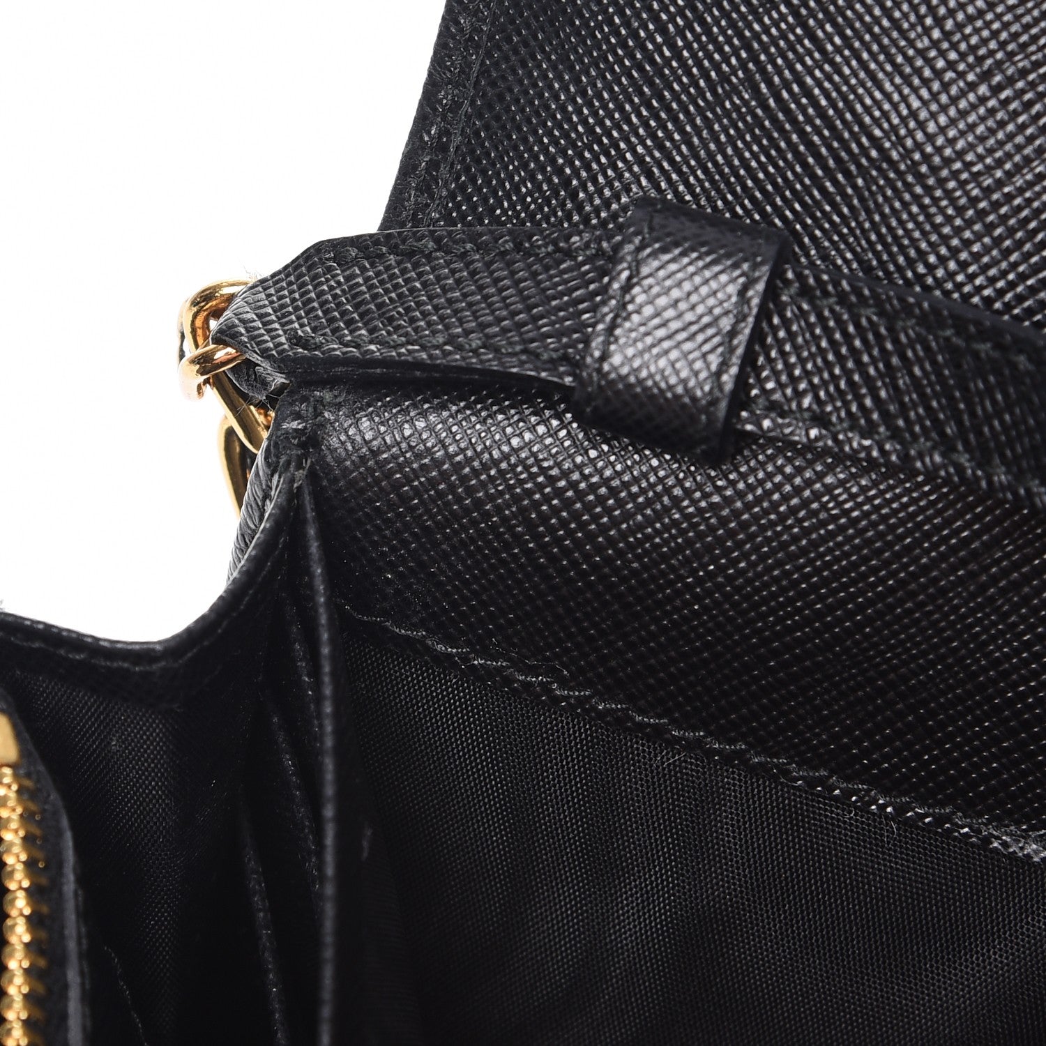 Prada Saffiano Metal Oro Chain Wallet Nero Black 8 of 9
