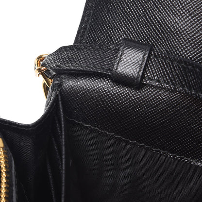 Prada Saffiano Metal Oro Chain Wallet Nero Black 8 of 9