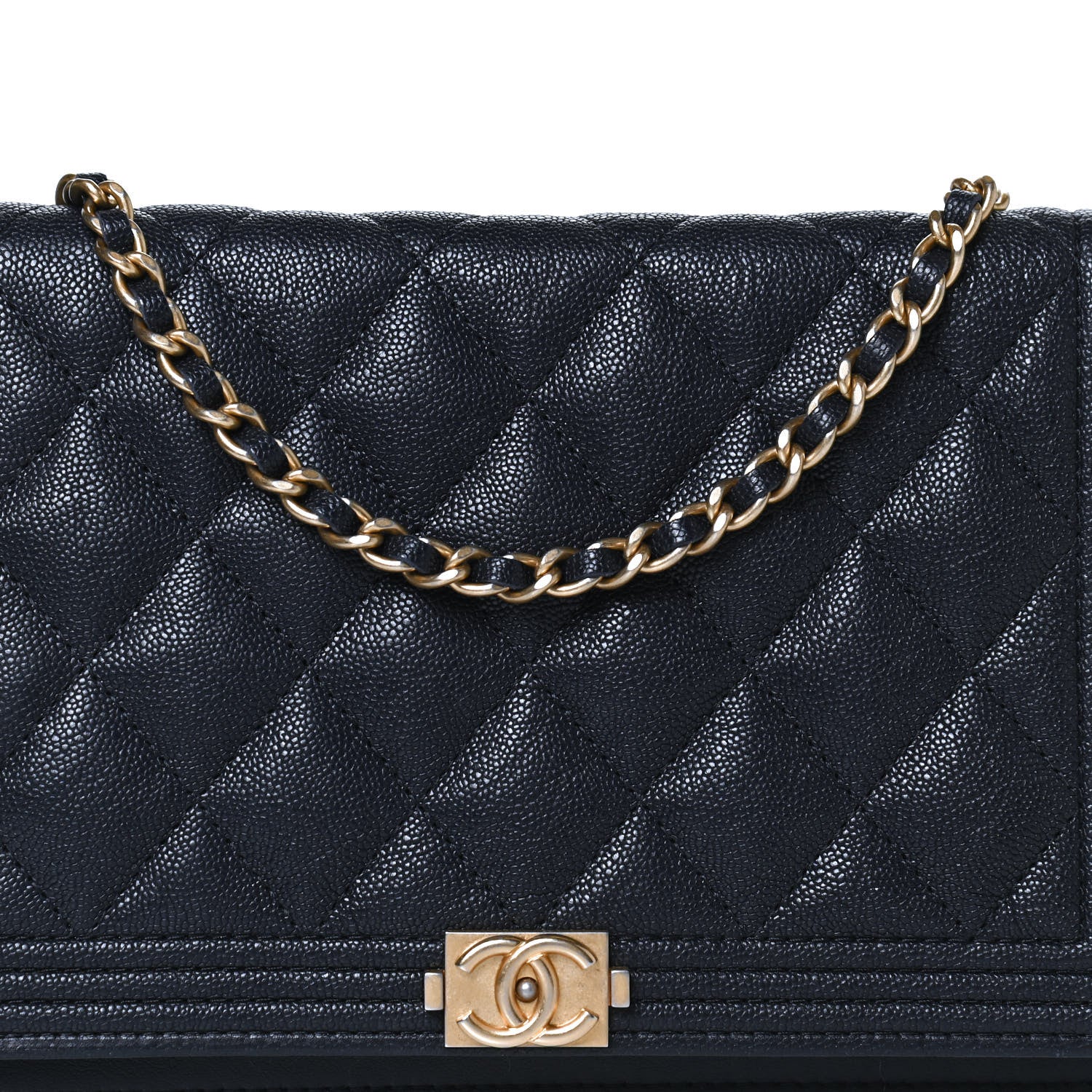 Chanel Caviar Quilted Boy Wallet On Chain WOC Navy 7 of 14