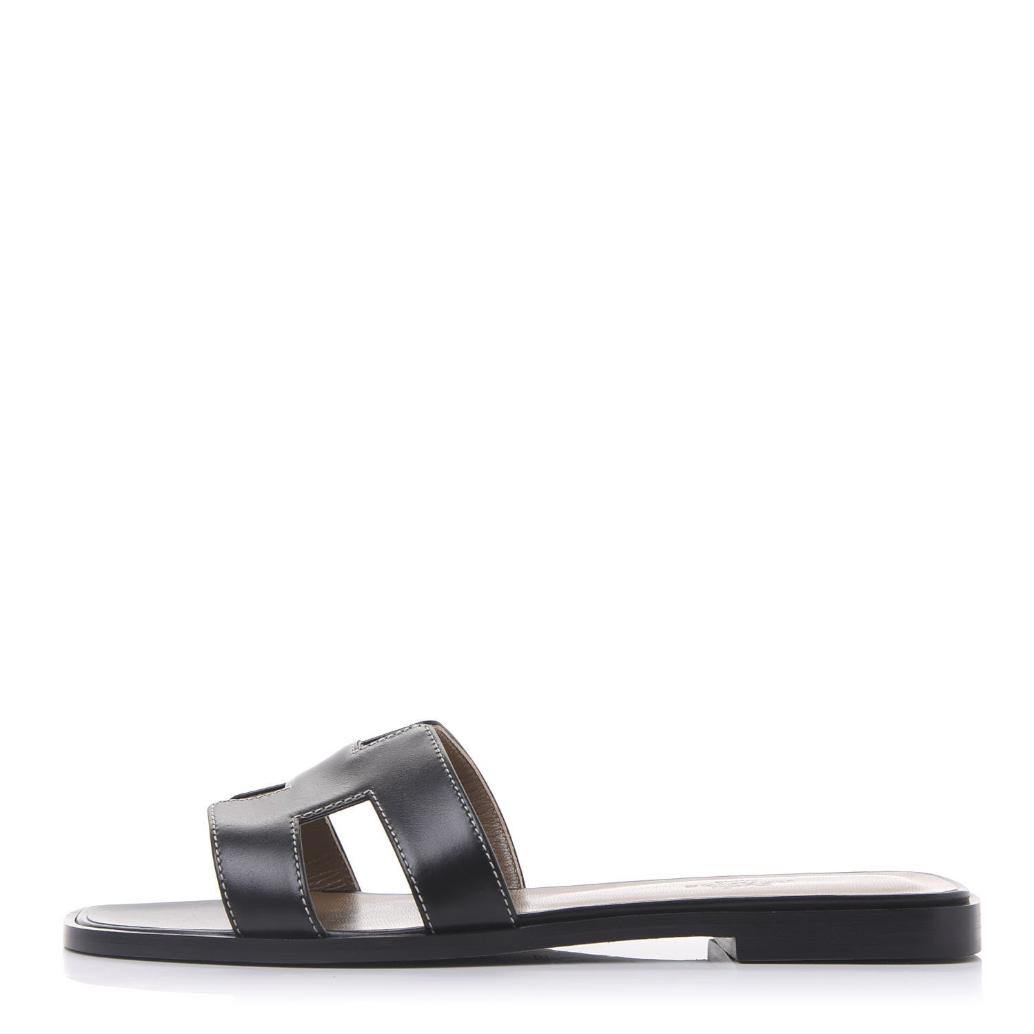 Hermes Box Calfskin Oran Sandals 38 Black 1 of 9