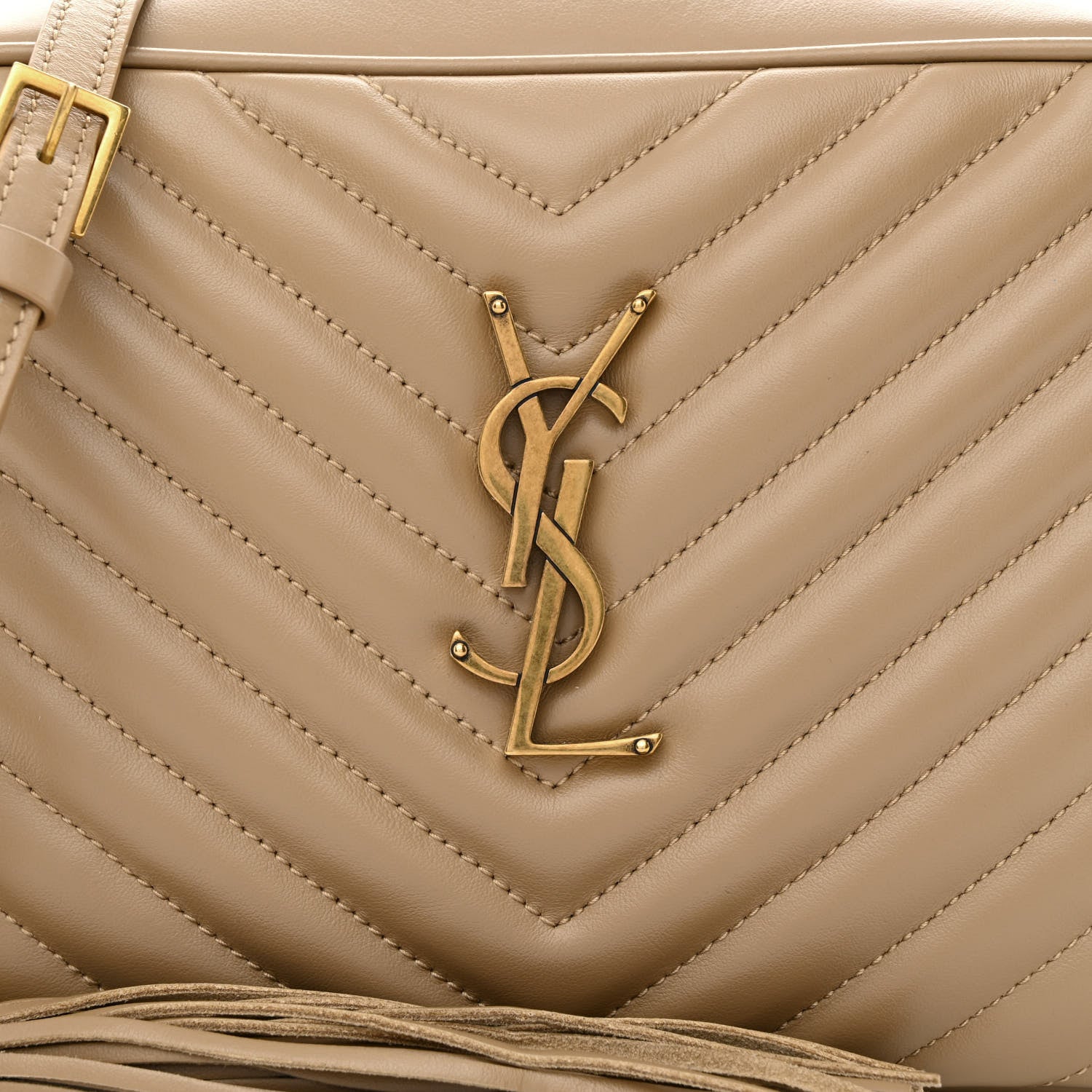 Saint Laurent Calfskin Matelasse Monogram Lou Camera Bag Dark Latte 7 of 9