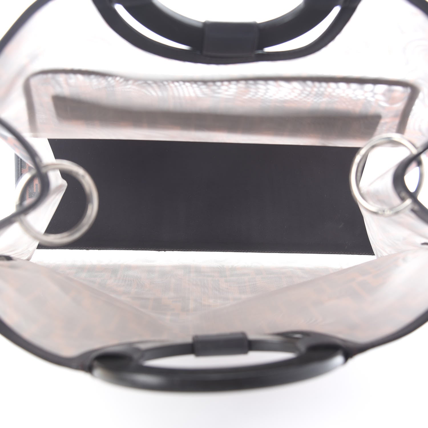 Fendi Mesh Vitello Century Cuoio FF 1974 Large Runaway Shopper Tote Marrone Black Ebano 5 of 9