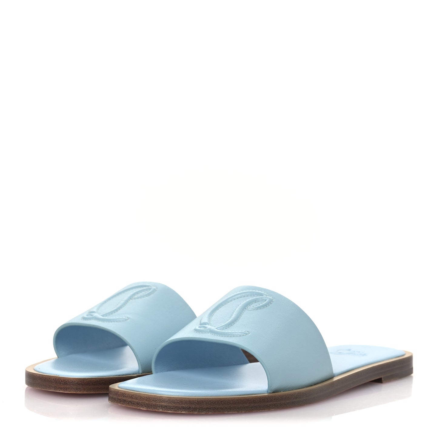 Calfskin Mule Flat Slides 37.5 Blue