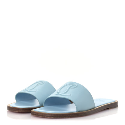 Christian Louboutin Calfskin Mule Flat Slides 37.5 Blue 4 of 10