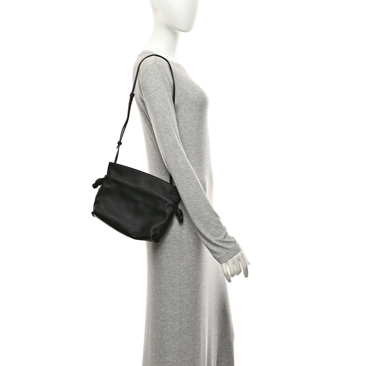 Calfskin Mini Flamenco Knot Clutch Black