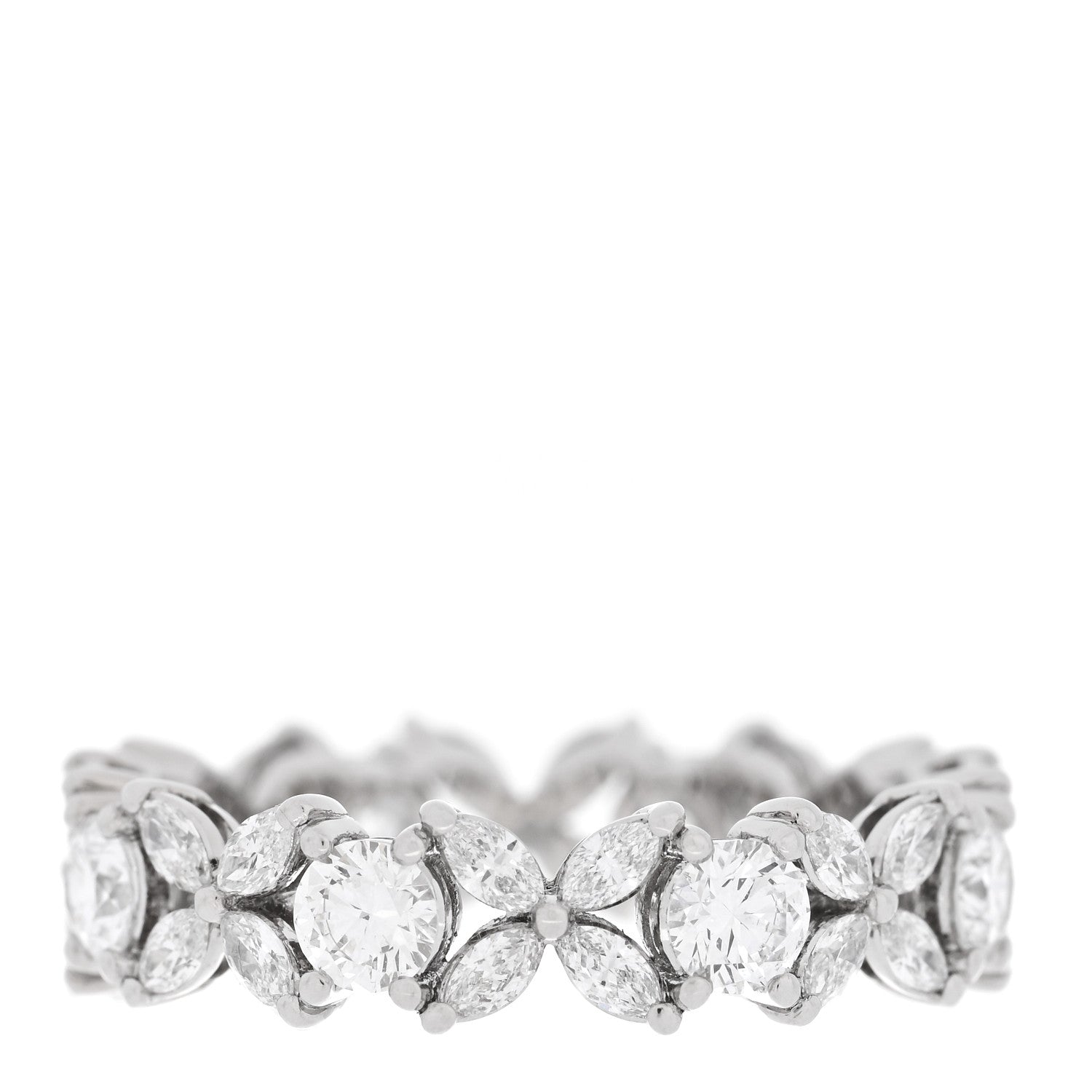 Tiffany Platinum Diamond Victoria Alternating Band Ring 51 5.75 3 of 4