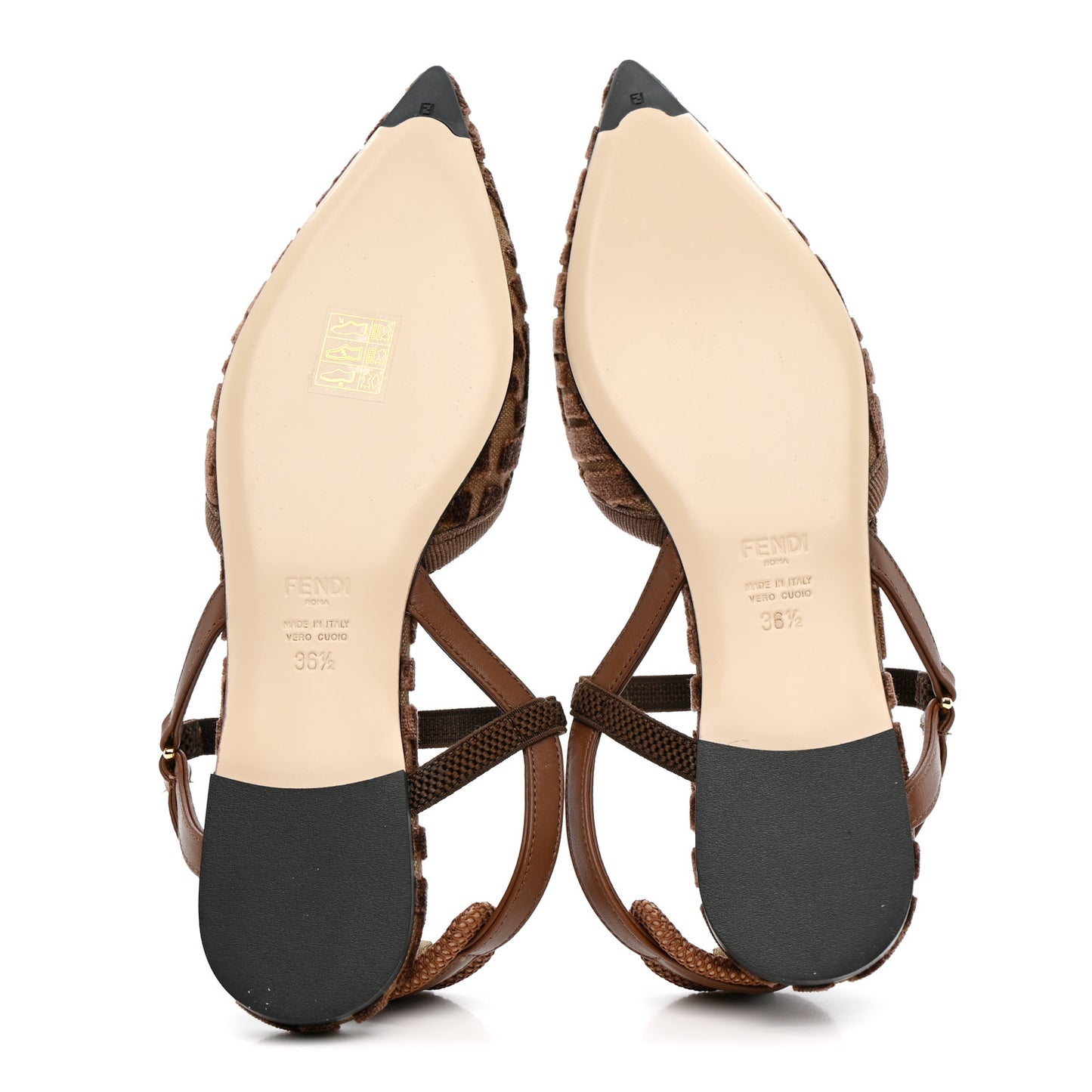 Tessuto Velluto FF Tapestry Colibri Lite Slingback Ballerina Flats 36.5 Chocolate Gianduia Cioccolato