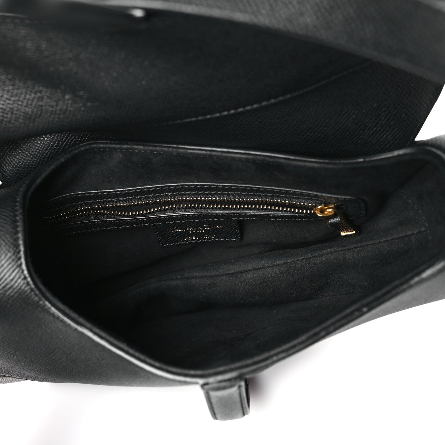 Grained Calfskin Saddle Bag With Strap Black