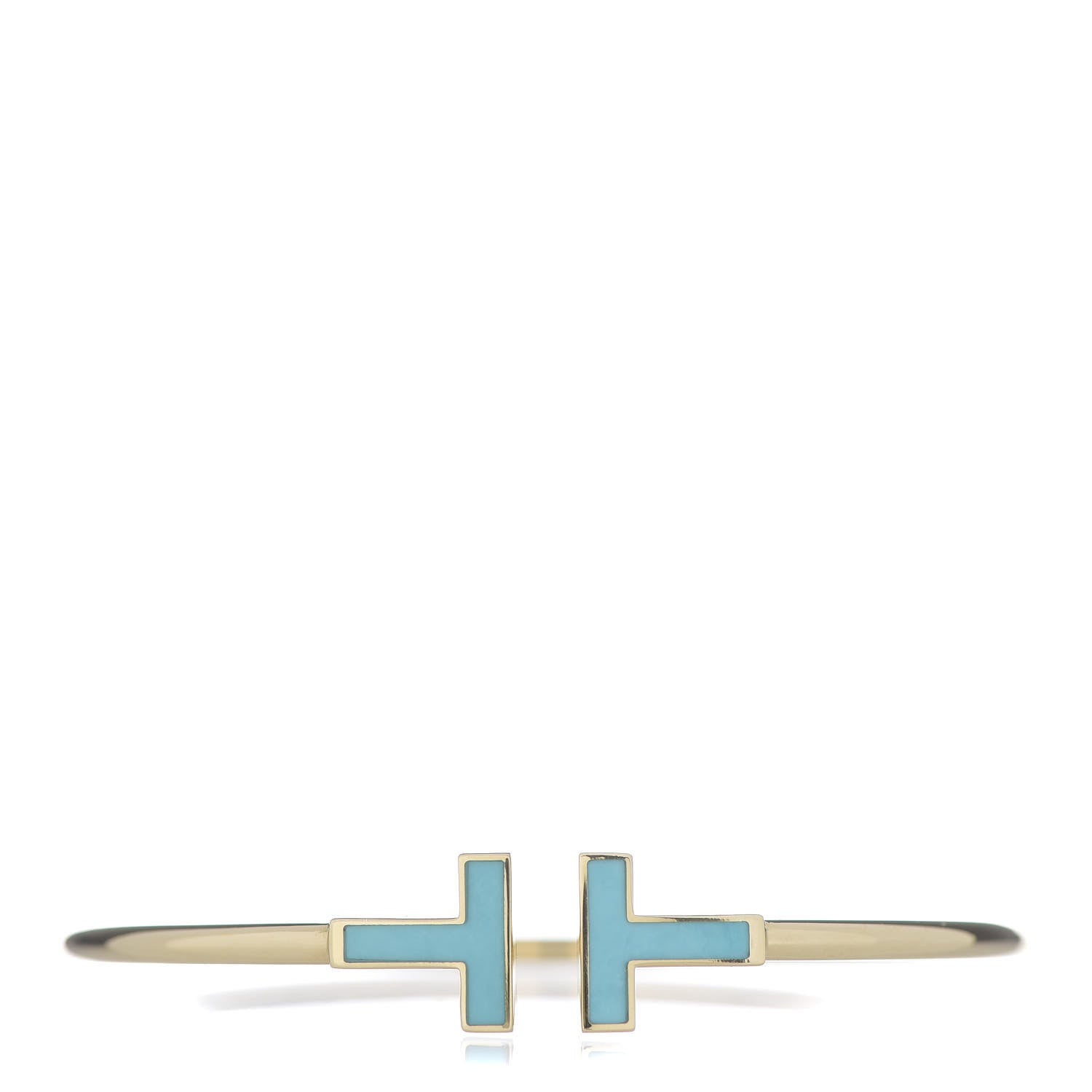 Tiffany 18K Yellow Gold Turquoise T Wire Bracelet 1 of 4