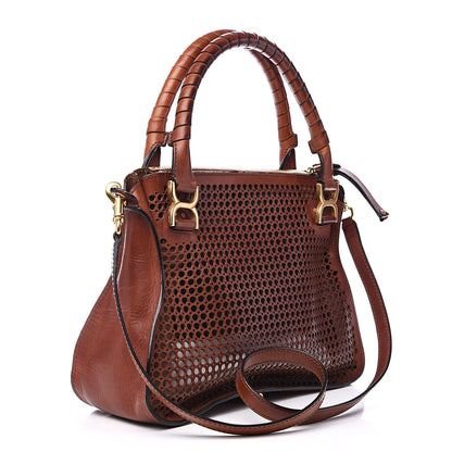 Chloe Calfskin Perforated Medium Marcie Satchel Mahogany 3 of 15