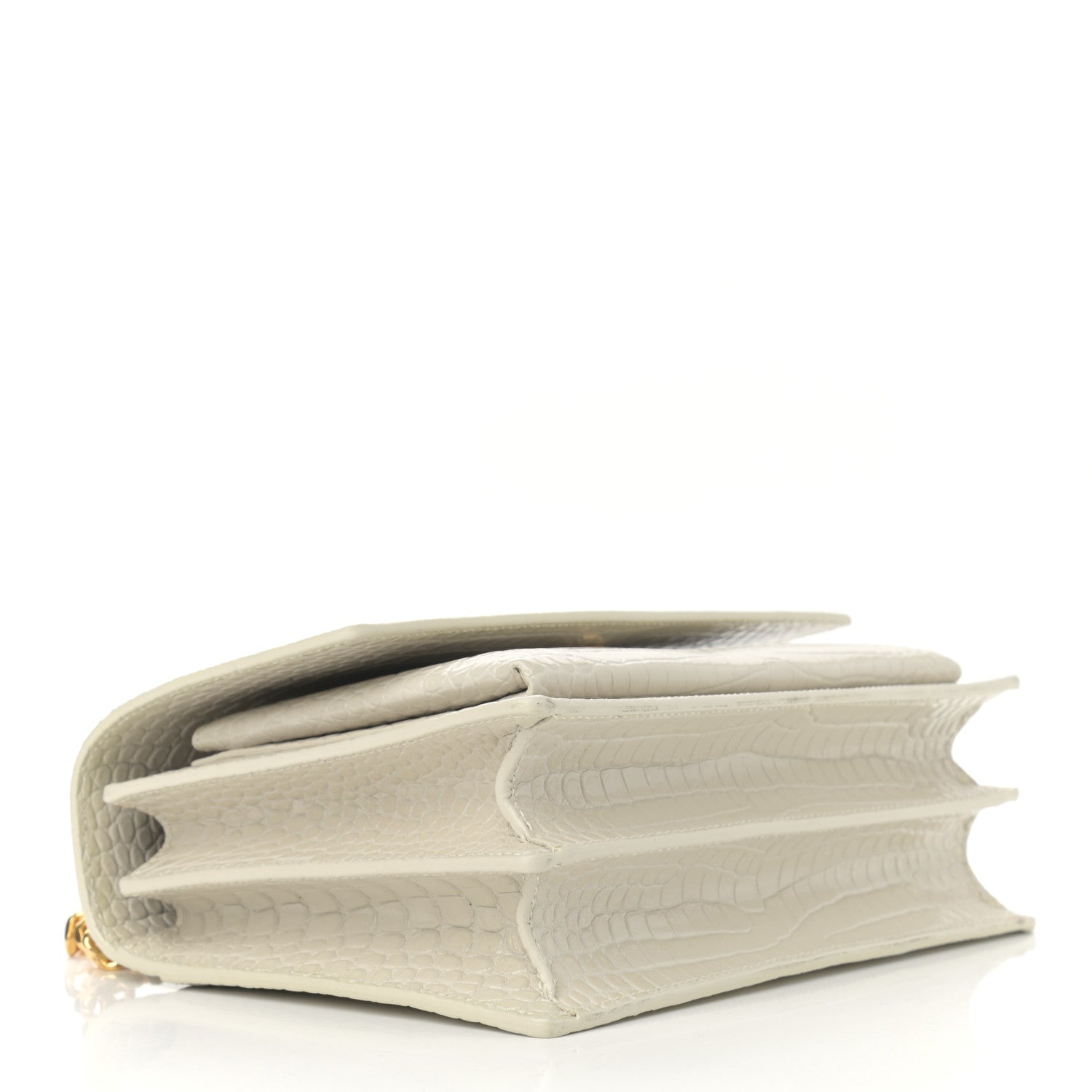 Saint Laurent Calfskin Crocodile Embossed Medium Monogram Sunset Blanc Vintage 4 of 15