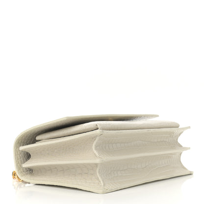 Saint Laurent Calfskin Crocodile Embossed Medium Monogram Sunset Blanc Vintage 4 of 15
