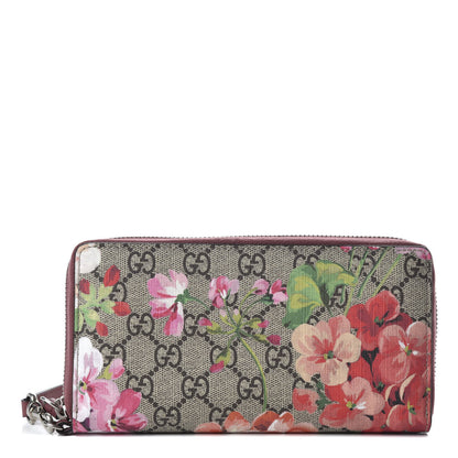Gucci GG Supreme Monogram Blooms Wrist Wallet Beige Multicolor Dry Rose 1 of 8