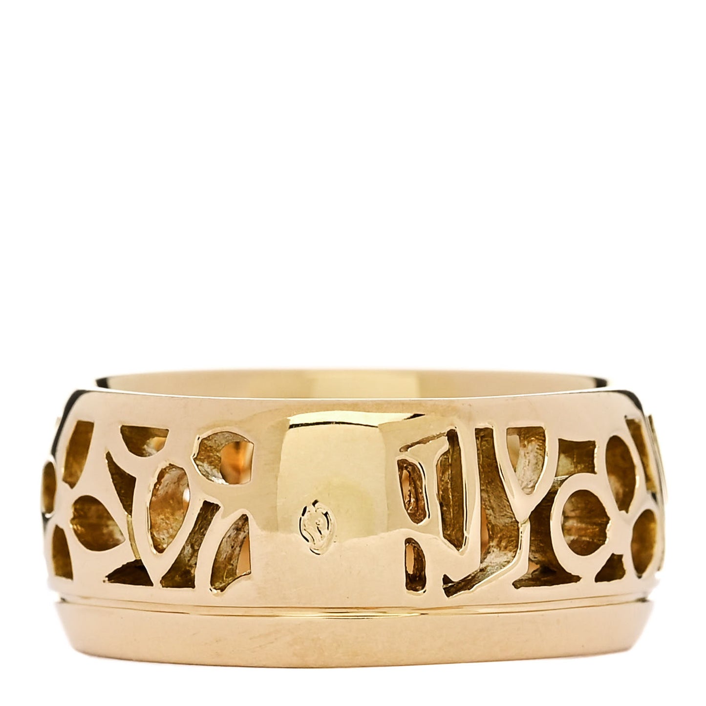 18K Yellow Gold Monogram Resille Wide Ring 50 5.25