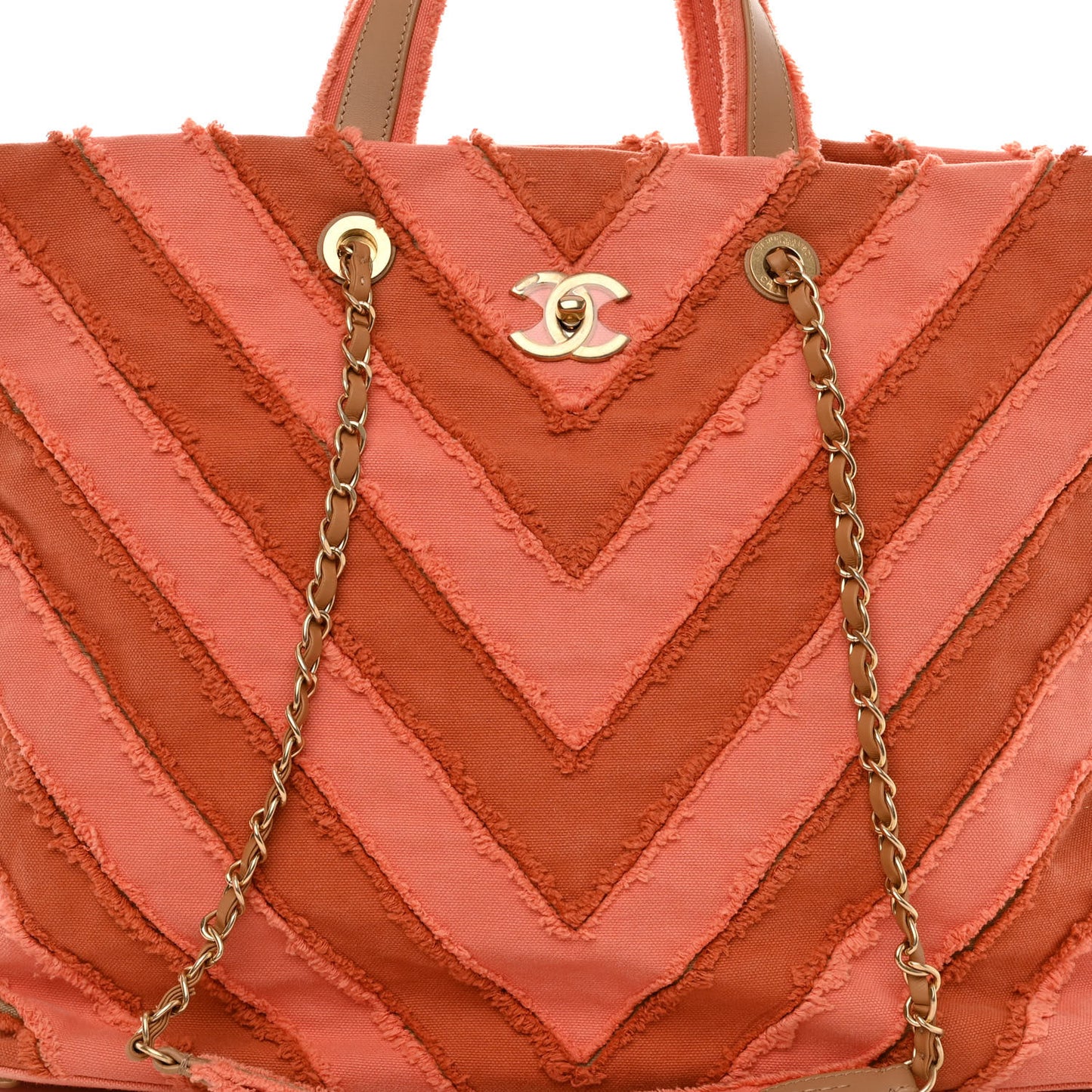 Canvas Chevron Cuba Patchwork Shopper Tote Orange