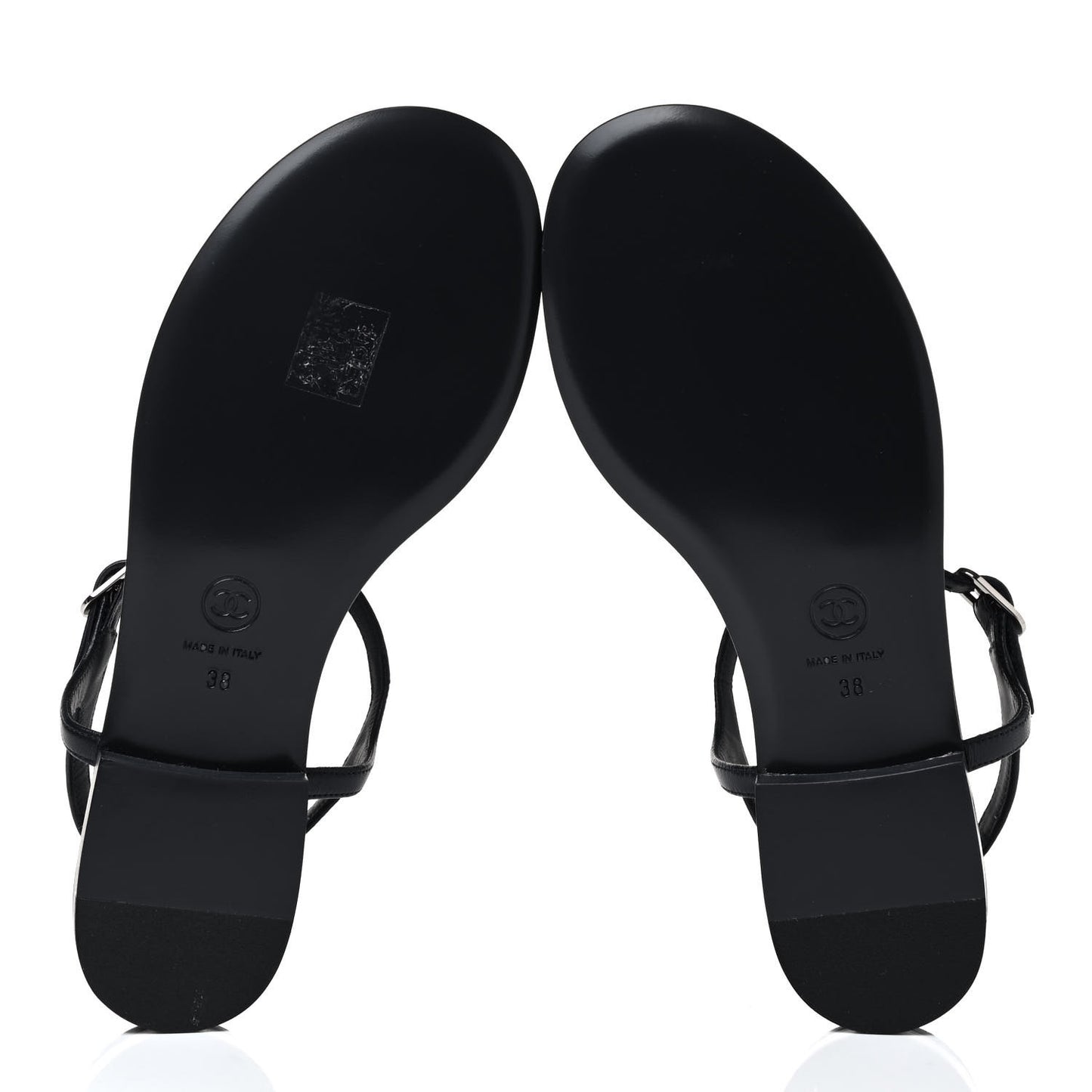 Lambskin Crystal CC Thong Sandals 38 Navy Blue