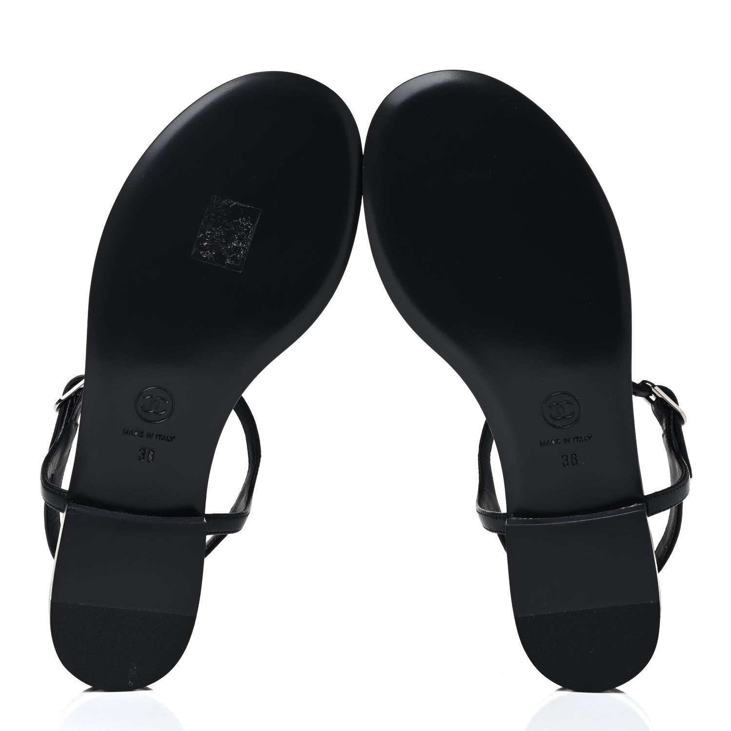 Chanel Lambskin Crystal CC Thong Sandals 38 Navy Blue 7 of 8