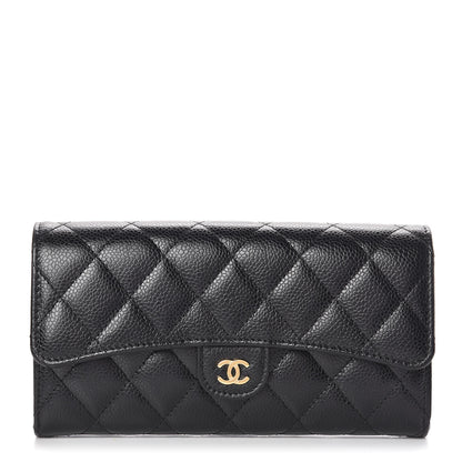 Chanel Caviar Quilted Large Gusset Flap Wallet Black 1 of 11