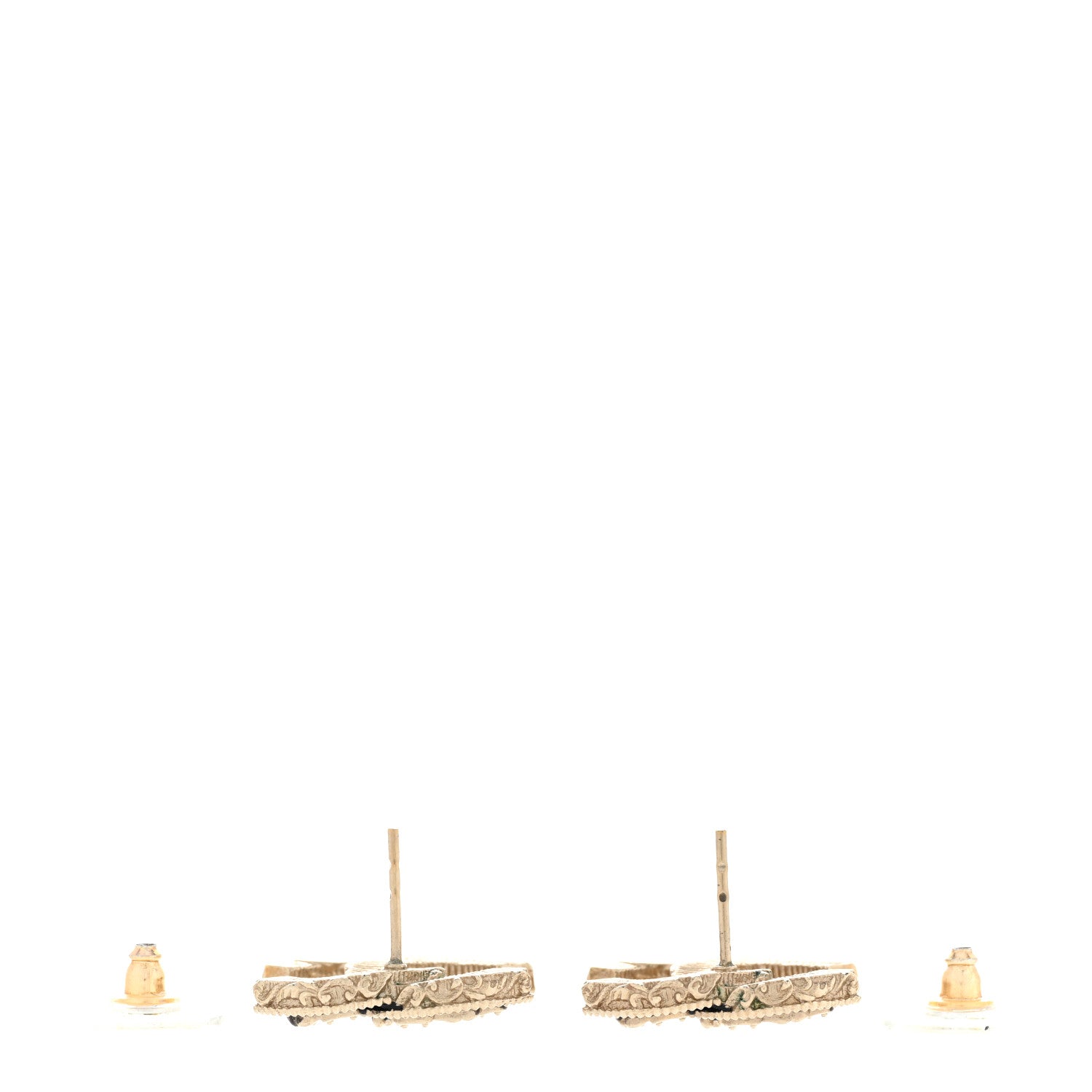 Chanel Enamel CC Baroque Earrings Light Gold 3 of 5