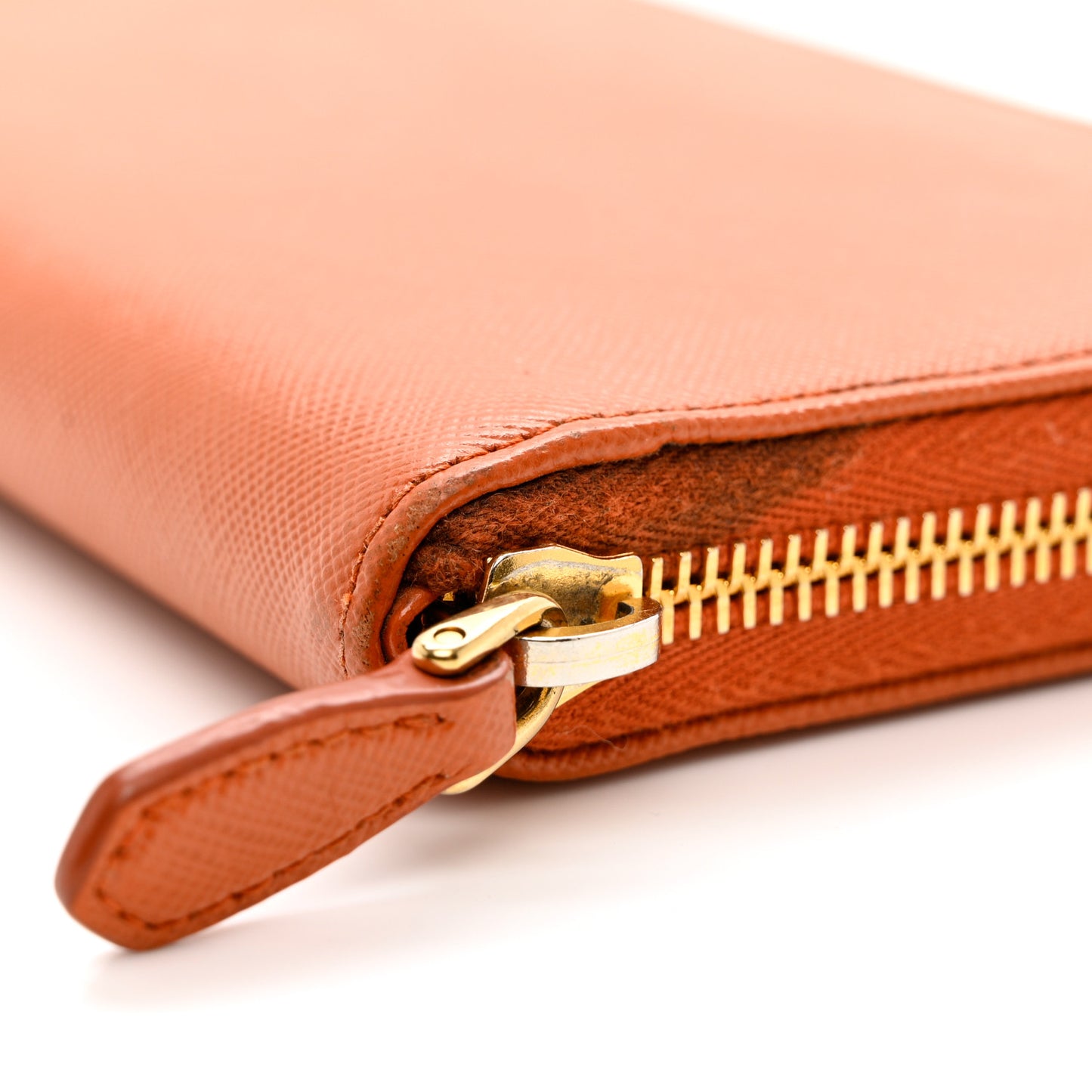 Saffiano Metal Zip Around Wallet Rame