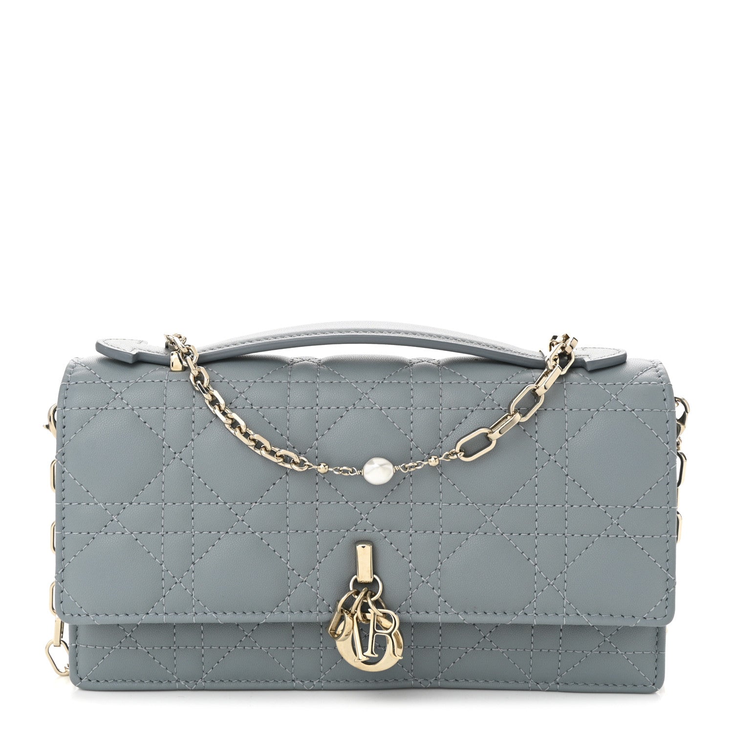 Christian Dior Lambskin Cannage Mini My Dior Top Handle Clutch Cloud Blue 1 of 11