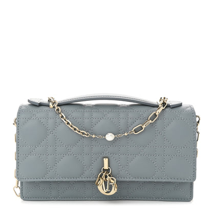 Christian Dior Lambskin Cannage Mini My Dior Top Handle Clutch Cloud Blue 1 of 11