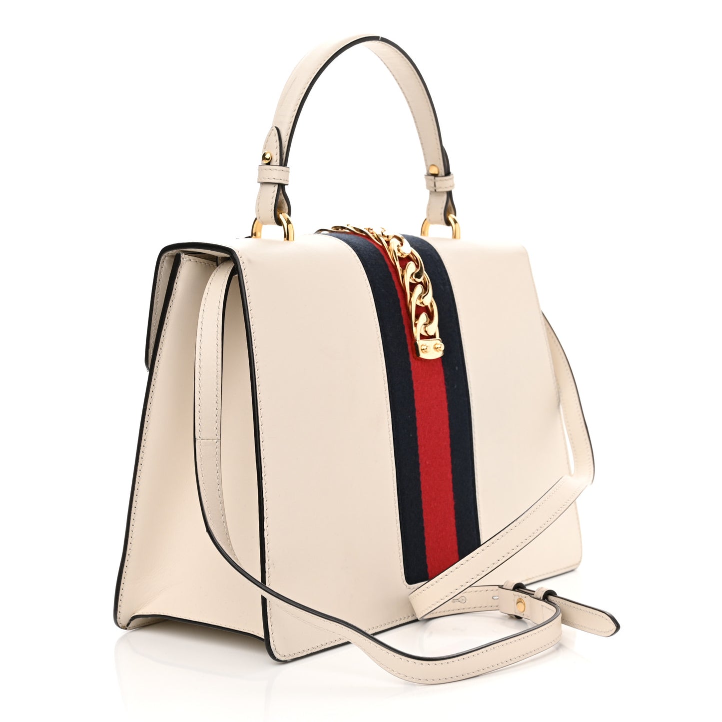 Calfskin Floral Medium Sylvie Top Handle Bag Off White