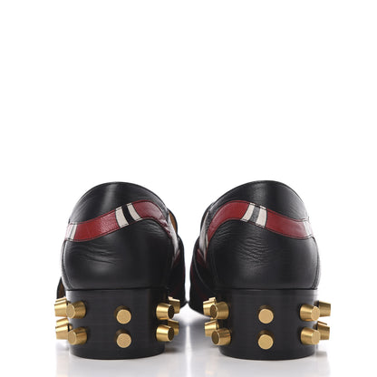 Gucci Malaga Kid Web Kingsnake GG Peyton Loafer Pumps 36.5 Black 7 of 11