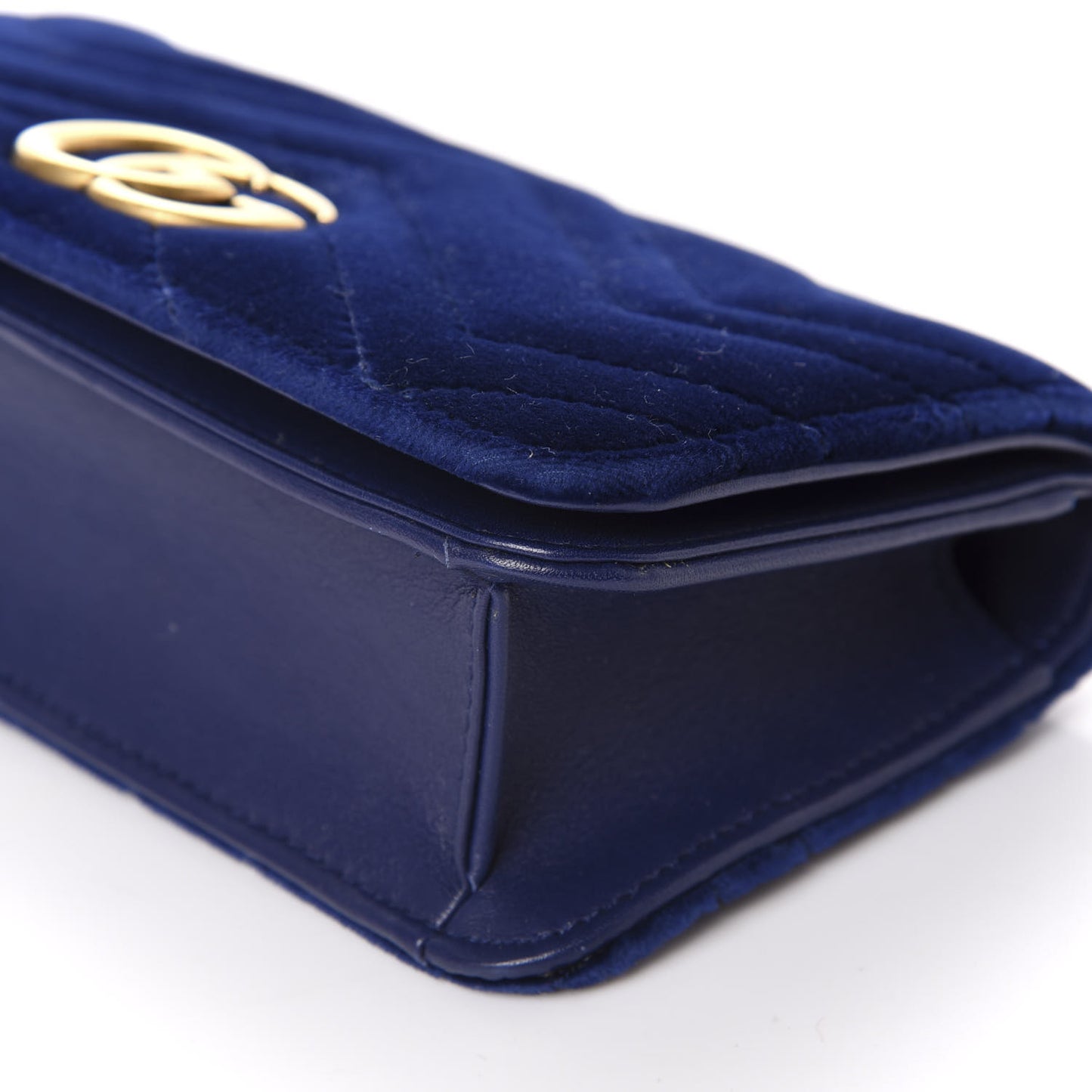 Velvet Matelasse GG Marmont Mini Bag Cobalt Blue