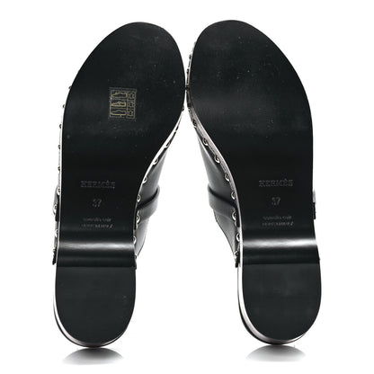 Hermes Calfskin Carlotta Mules 37 Black 5 of 8
