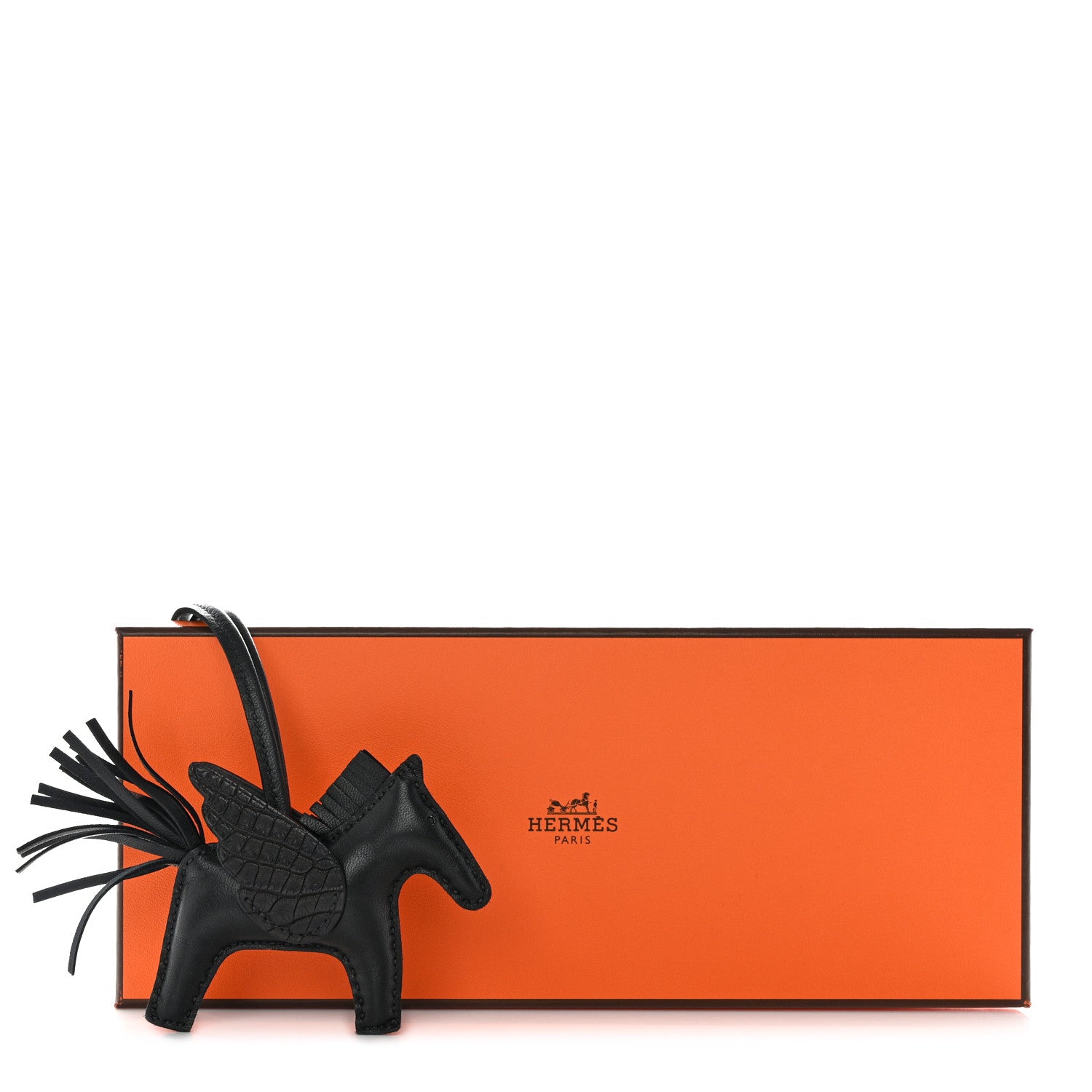 Hermes Milo Lambskin Matte Alligator Touch Grigri Rodeo Pegase Horse Bag Charm PM Black 7 of 7